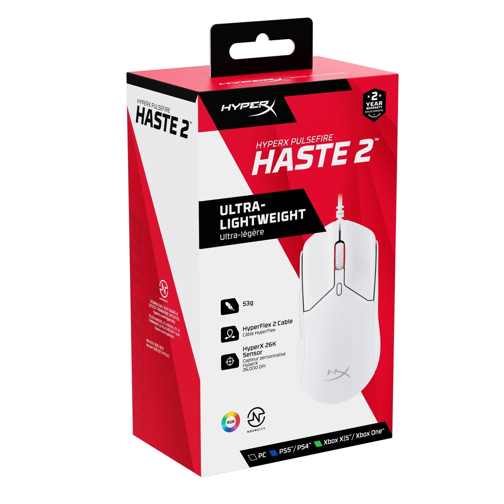 HyperX Pulsefire Haste 2 Wired Gaming Mouse (White)