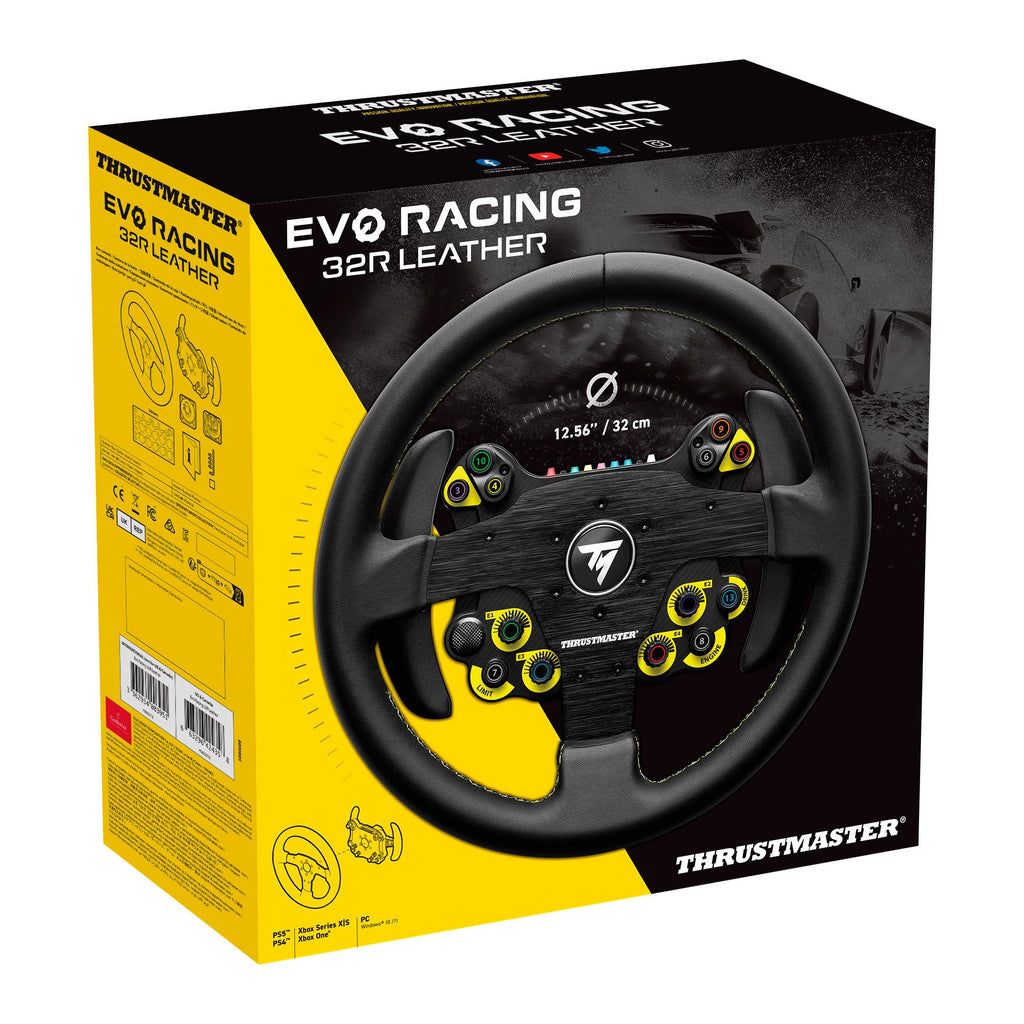 Thrustmaster EVO Racing 32R Leather, Round Leather-Wrapped Wheel Rim & Detachable Hub