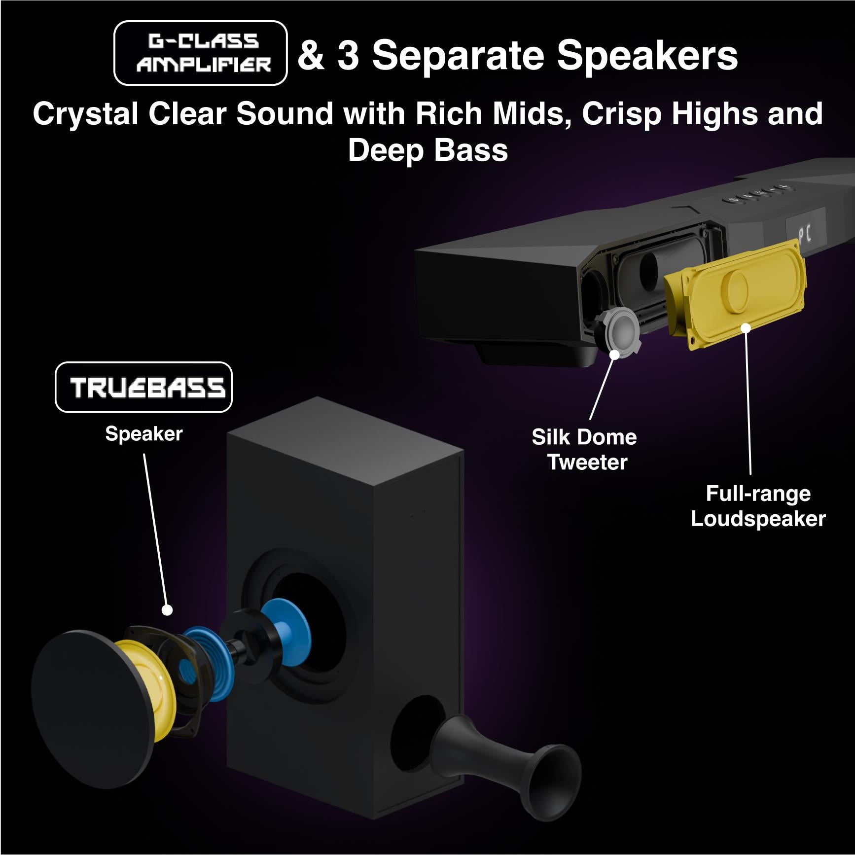 GTek Gaming 2.1CH RGB Soundbar with subwoofer