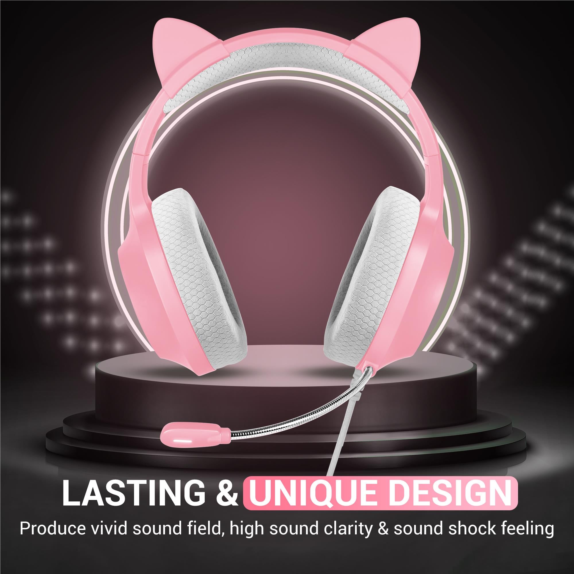 Playmax RGB Cat Ear Gaming Headset - Pink