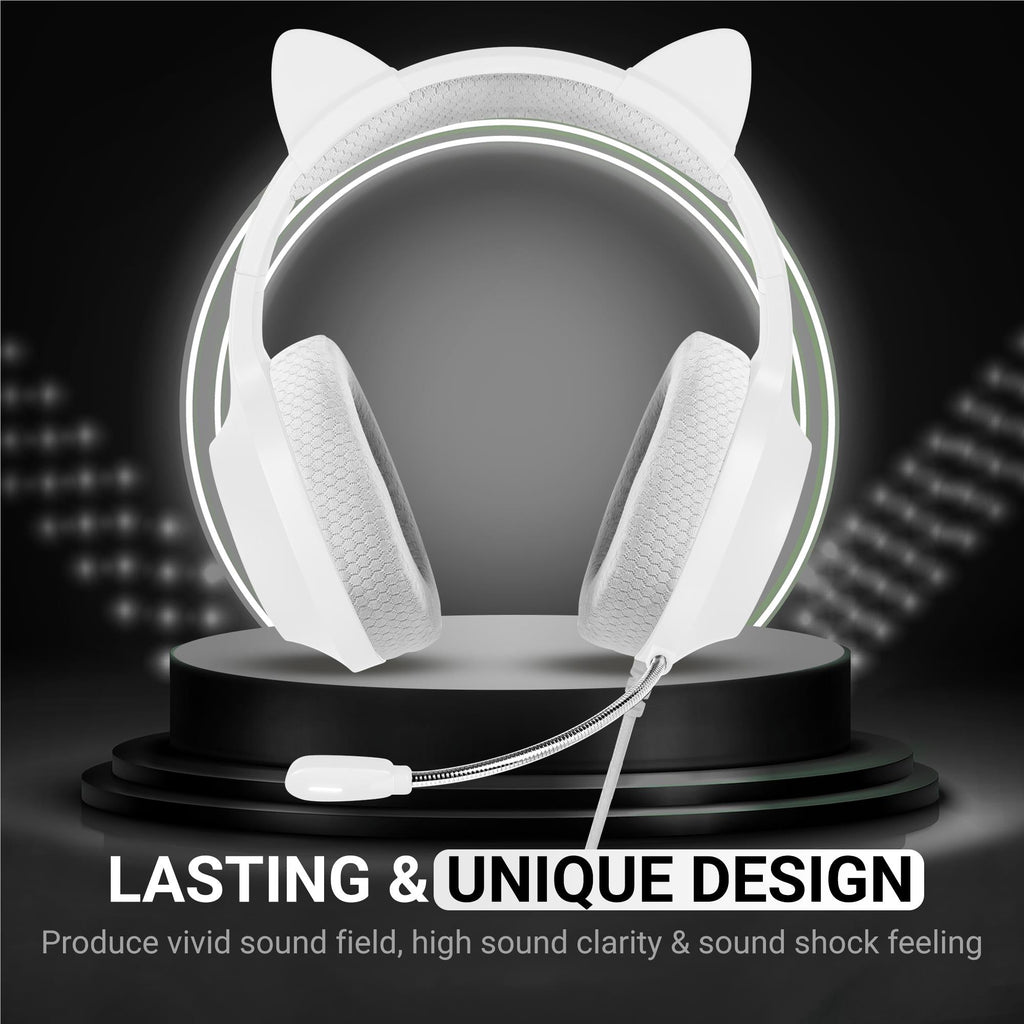 Playmax RGB Cat Ear Gaming Headset - White