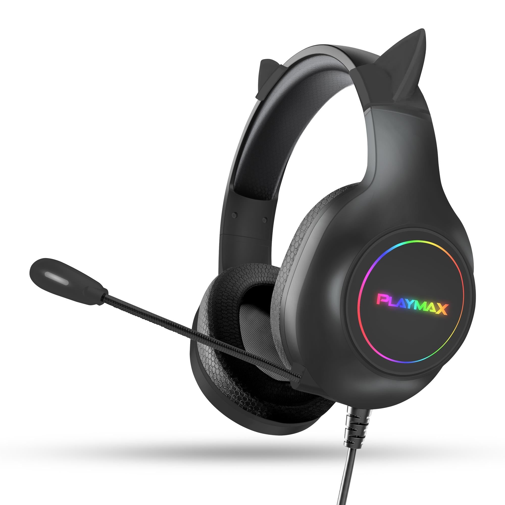 Playmax RGB Cat Ear Gaming Headset - Black