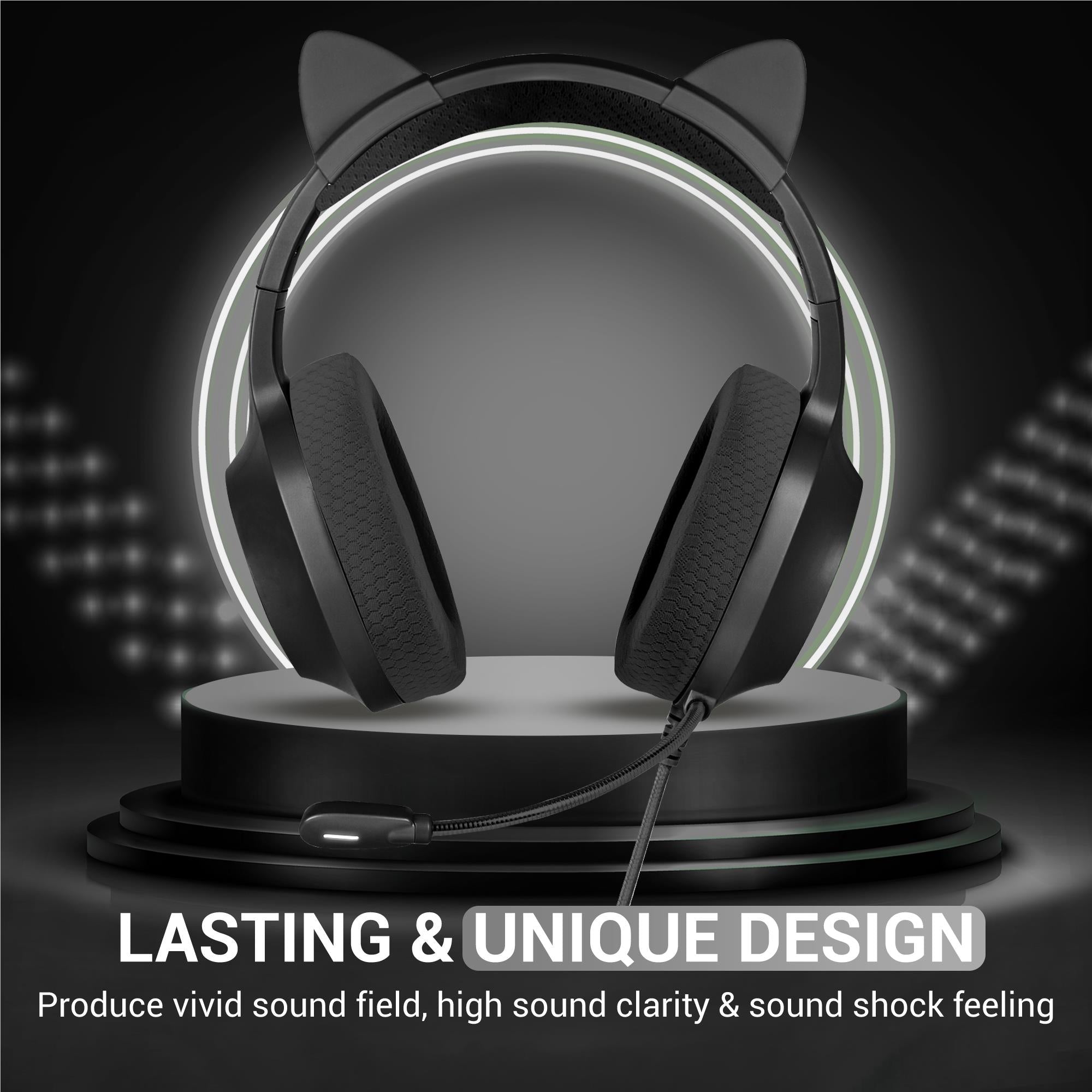 Playmax RGB Cat Ear Gaming Headset - Black