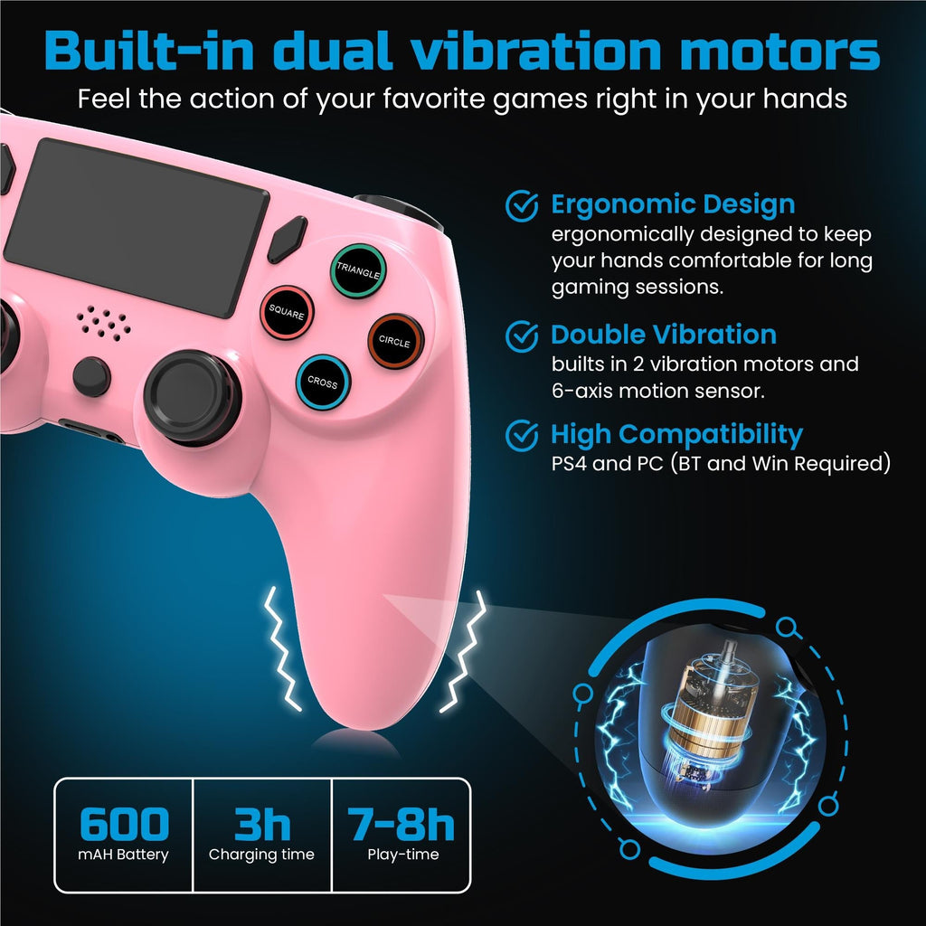Playmax Wireless Controller for PS4 / PC (Pink)