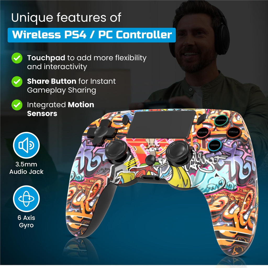 Playmax Wireless Controller for PS4 / PC (Graffiti)